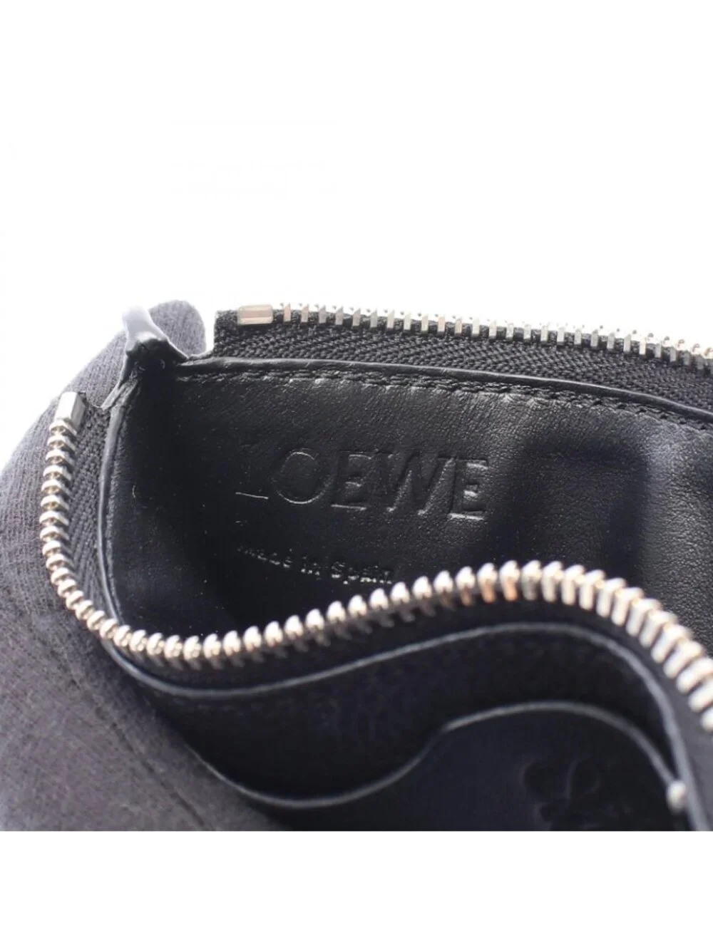 Loewe Anagram Coin Card Holder Black White Leather
